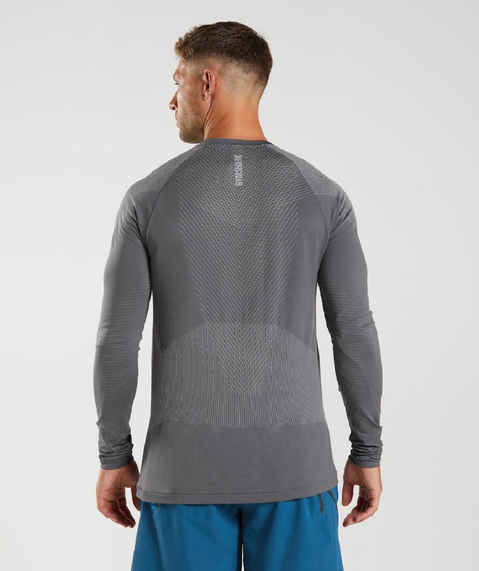 Long Sleeve Męskie Gymshark Apex Seamless Szare Szare | PL 3659UZG